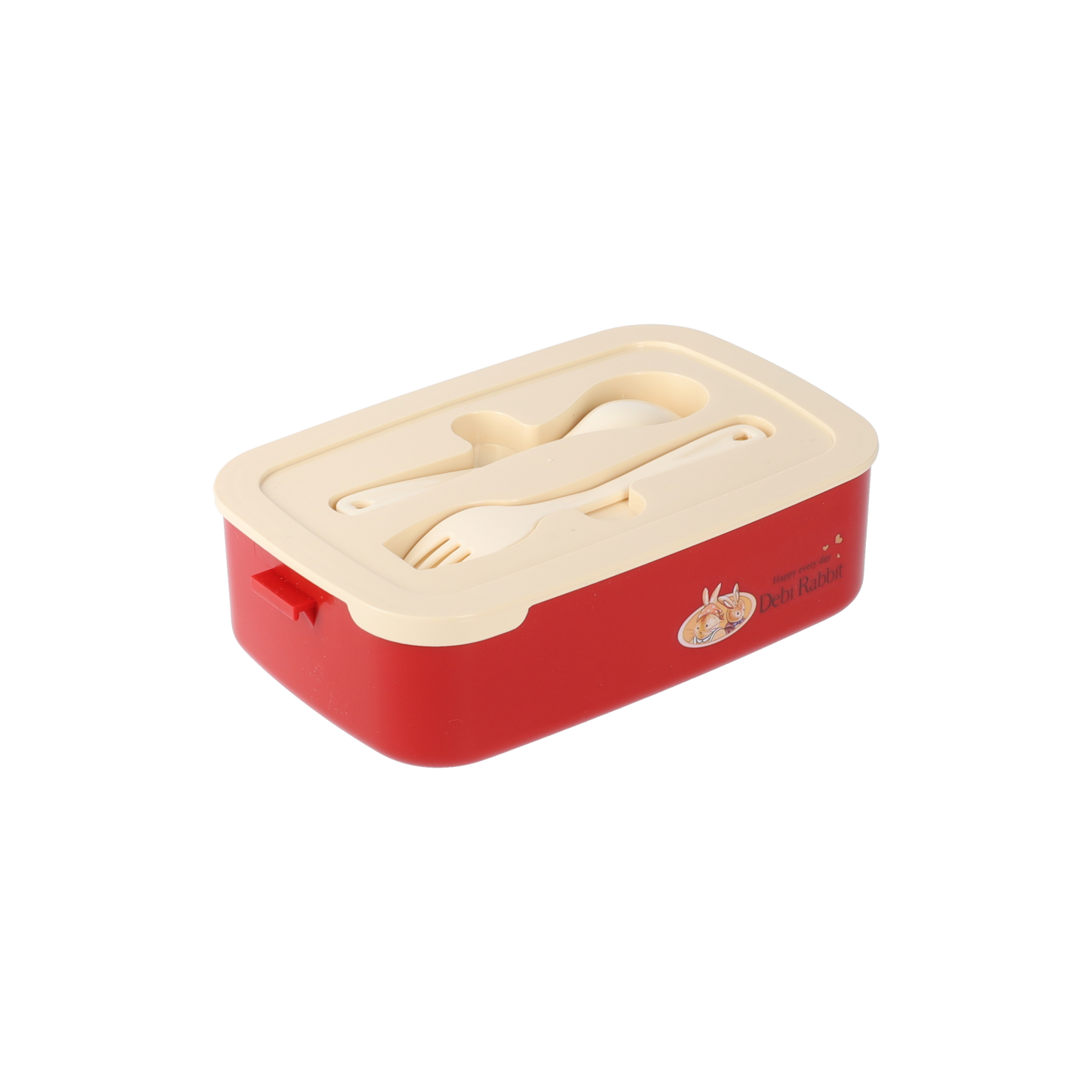 Lunchbox - Broodtrommel - Verschillend Delen - Debi Rabbit - Rood Met Beige