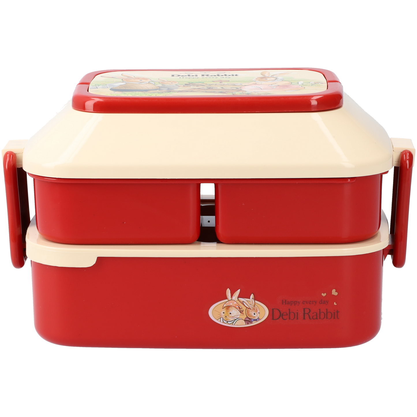Lunchbox - Broodtrommel - Verschillend Delen - Debi Rabbit - Rood Met Beige