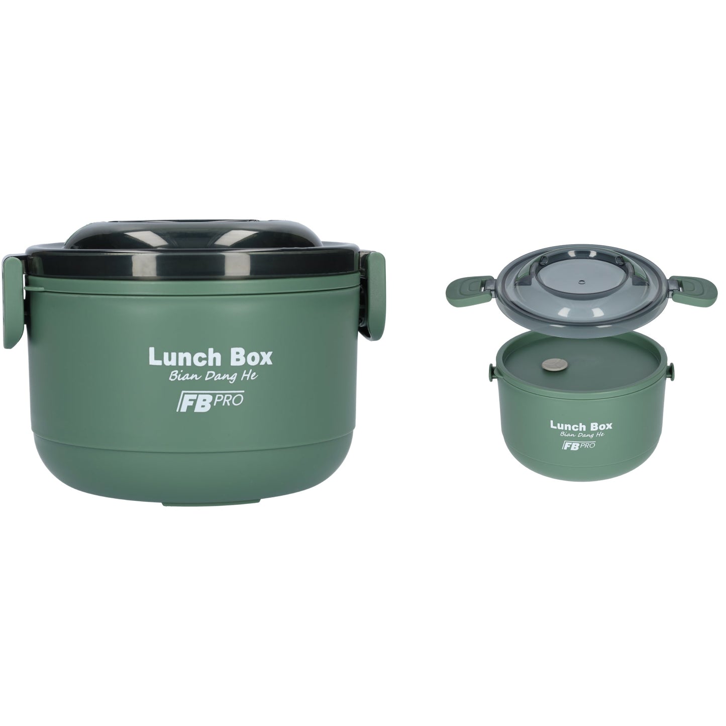 Lunchbox - RVS vershoudbakjes - Lucht- en waterdicht - Voor warm en koud eten - Inhoud van 1L - Groot formaat - Met deksels en lepel! - Groen
