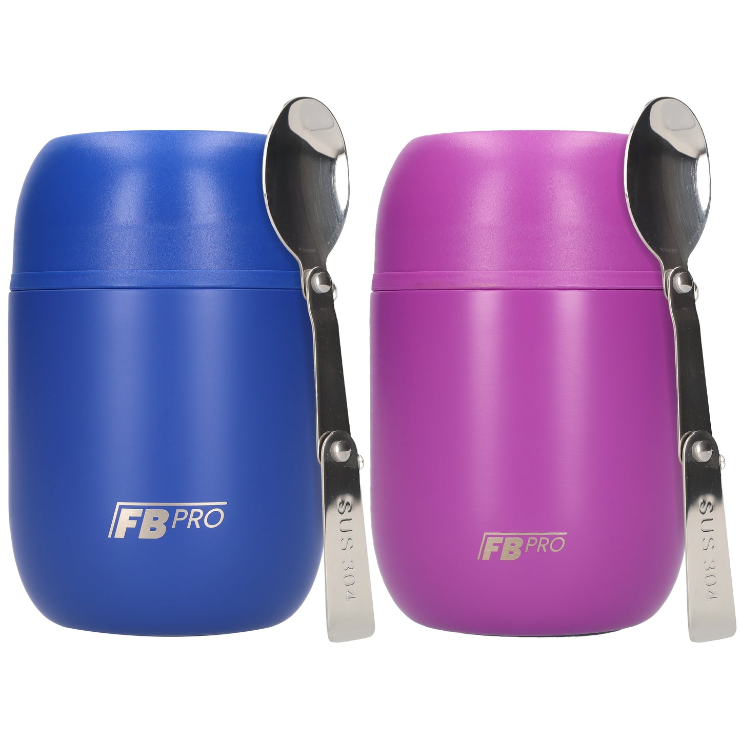 Blauw & Paarse Thermos Voedselcontainer met Lepel x2 - Thermoskan - 450ml