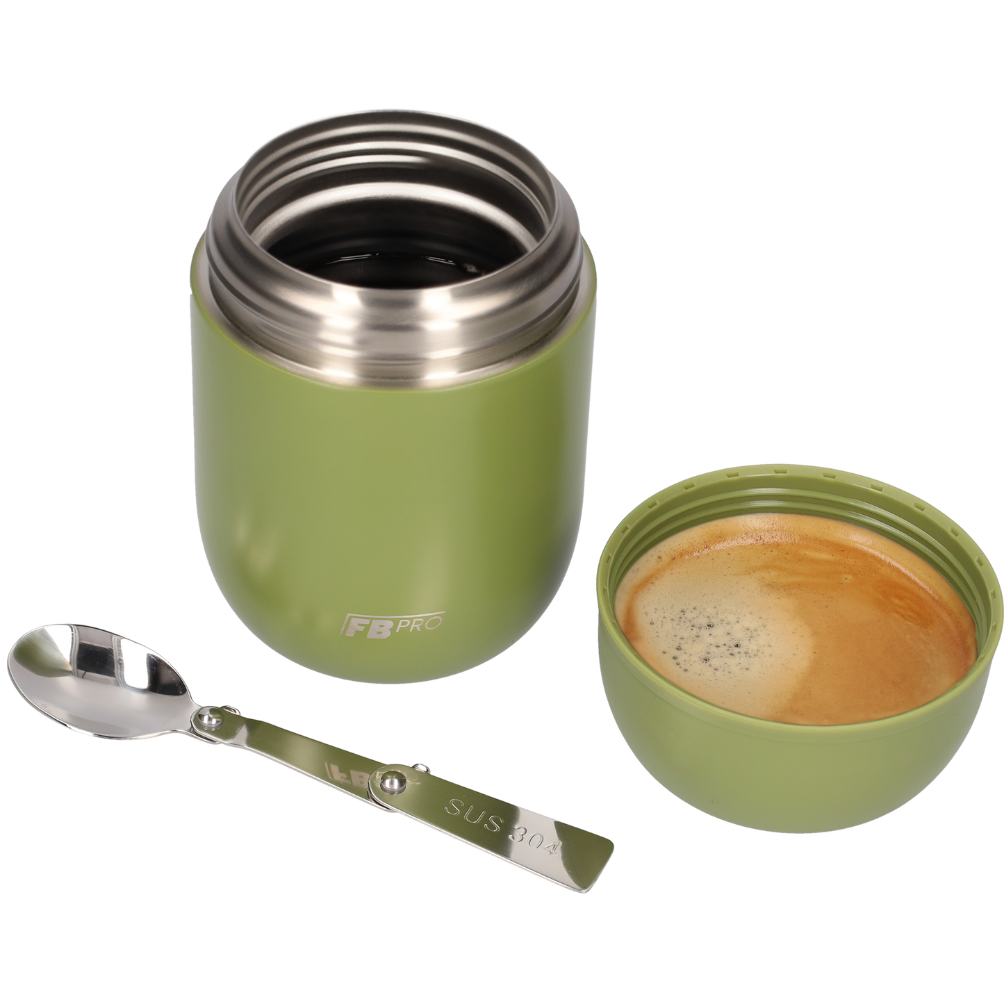 Blauwe & legergroene voedselcontainer Thermos Voedselcontainer met Lepel x2 - Thermoskan - 450ml