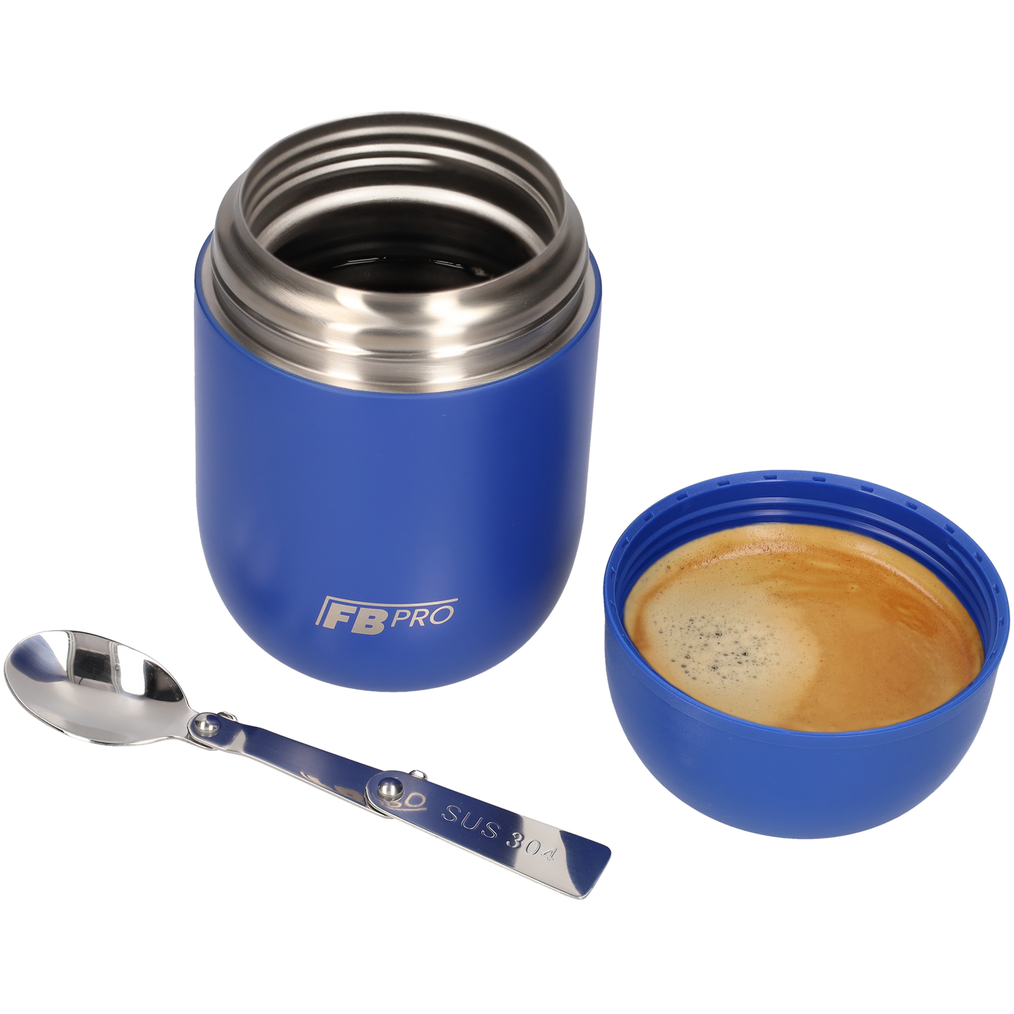 Blauwe & legergroene voedselcontainer Thermos Voedselcontainer met Lepel x2 - Thermoskan - 450ml